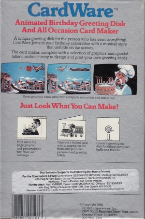 Cardware disk box back