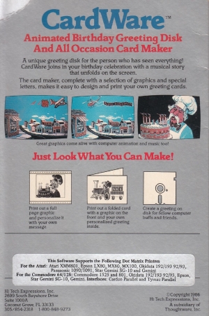 Cardware disk flat back
