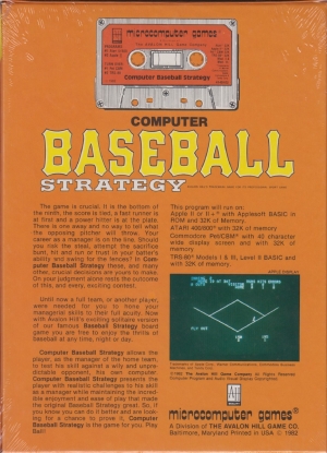 Computer Baseball Strategy cass back