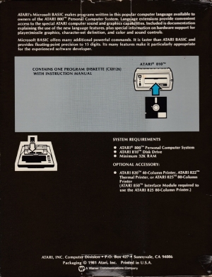 Microsoft Basic disk back