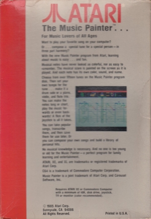 Music Painter disk back