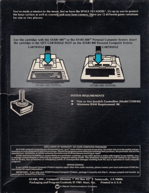 Space Invaders cart large back