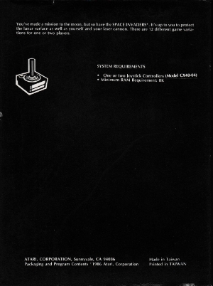 Space Invaders cart small back