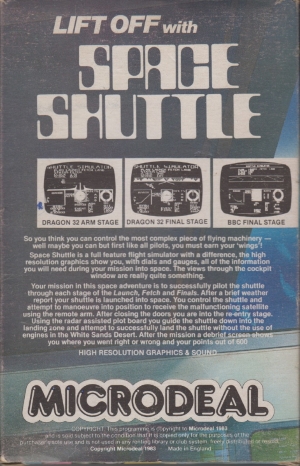 Space Shuttle Microdeal cass back