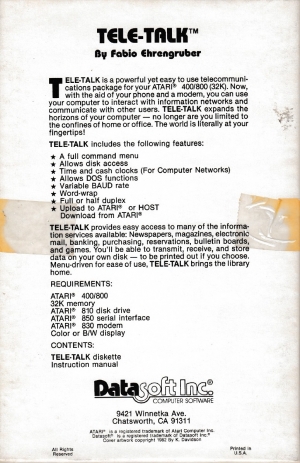 Tele Talk disk back